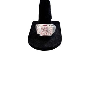 Men’s Seta 18KT White Gold Cubic Zirconia Wedding Band Sz 10 With Box Pre-Loved